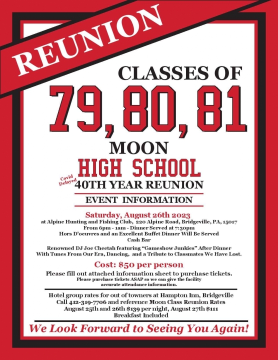 Class of 79, 80 and 81 Reunion Hosted by the class of 80!